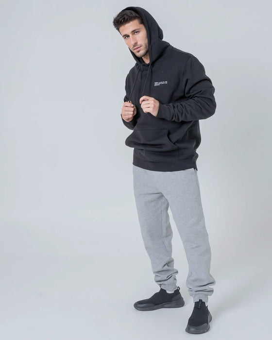 Mens Organic Cotton Relaxed-Fit Hoodie in Anthracite hewn.