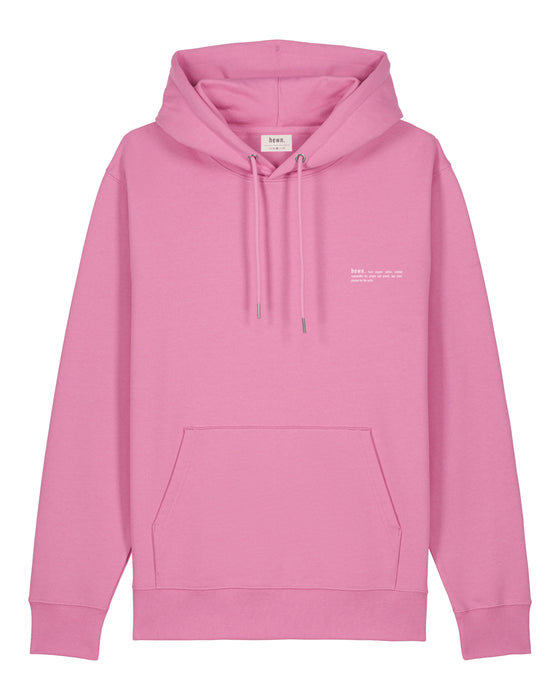 Mens Organic Cotton Relaxed-Fit Hoodie in Azalea Pink hewn.