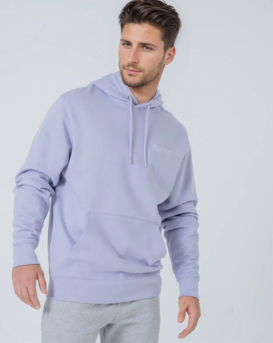 Mens Organic Cotton Relaxed-Fit Hoodie in Azalea Pink hewn.