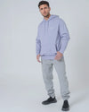 Mens Organic Cotton Relaxed-Fit Hoodie in Azalea Pink hewn.