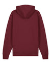 Mens Organic Cotton Relaxed-Fit Hoodie in Berry Red hewn.