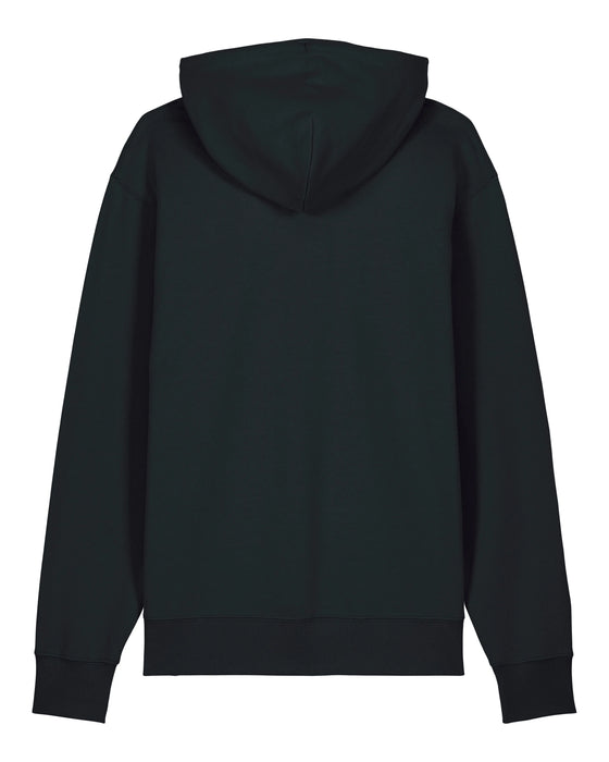 Mens Organic Cotton Relaxed-Fit Hoodie in Jet Black hewn.