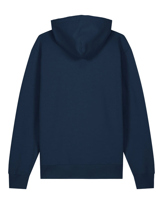 Mens Organic Cotton Relaxed-Fit Hoodie in Midnight Navy hewn.