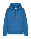 Mens Organic Cotton Relaxed-Fit Hoodie in Morpho Blue hewn.