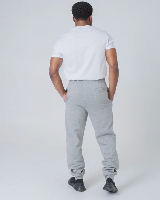 Mens Organic Cotton Relaxed-Fit Joggers in Cloud Grey Marl hewn.