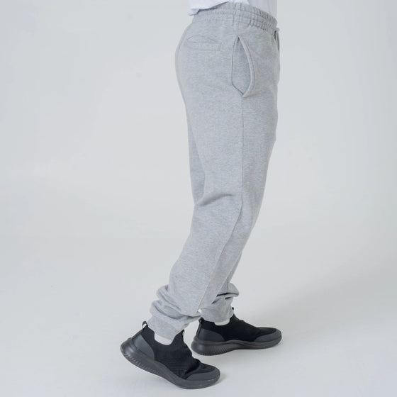 Mens Organic Cotton Relaxed-Fit Joggers in Cloud Grey Marl hewn.