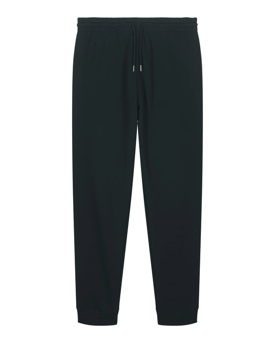 Mens Organic Cotton Relaxed-Fit Joggers in Jet Black hewn.