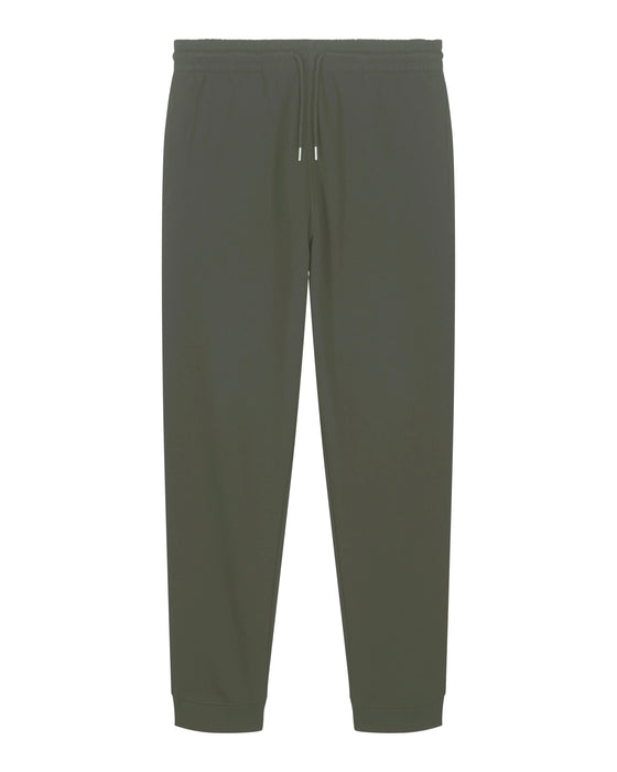 Mens Organic Cotton Relaxed-Fit Joggers in Pine Green Khaki hewn.