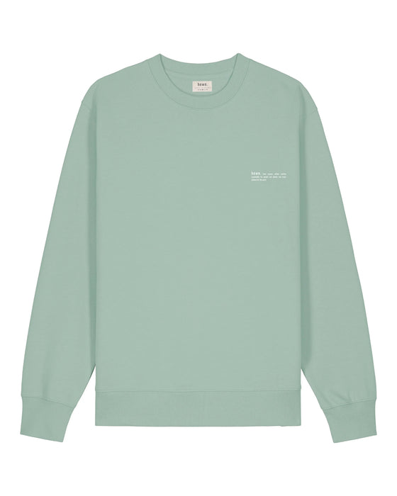 Mens Organic Cotton Relaxed-Fit Sweatshirt in Aloe Green hewn.