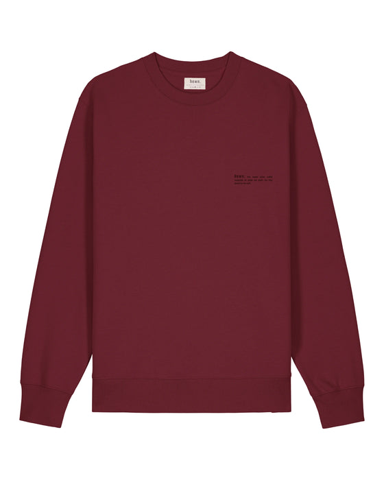 Mens Organic Cotton Relaxed-Fit Sweatshirt in Berry Red hewn.