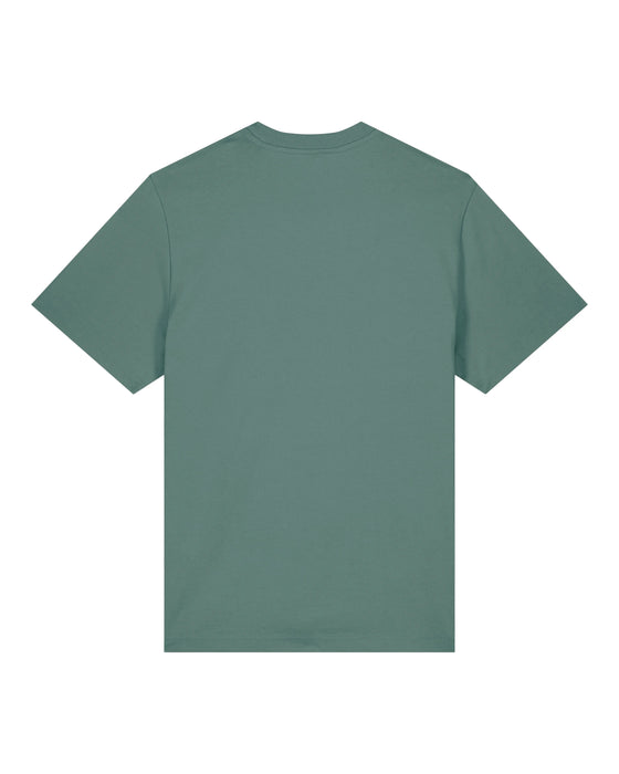 Mens Organic Cotton Relaxed-Fit T-Shirt in Eucalyptus Green hewn.