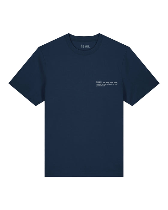 Mens Organic Cotton Relaxed-Fit T-Shirt in Midnight Navy Blue hewn.