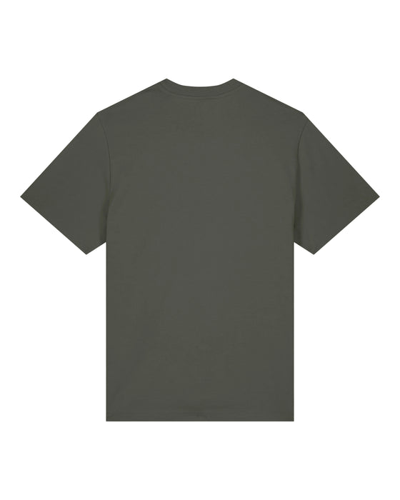 Mens Organic Cotton Relaxed-Fit T-Shirt in Pine Green Khaki hewn.