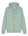 Mens Organic Cotton Relaxed-Fit Zip Hoodie in Aloe Green hewn.