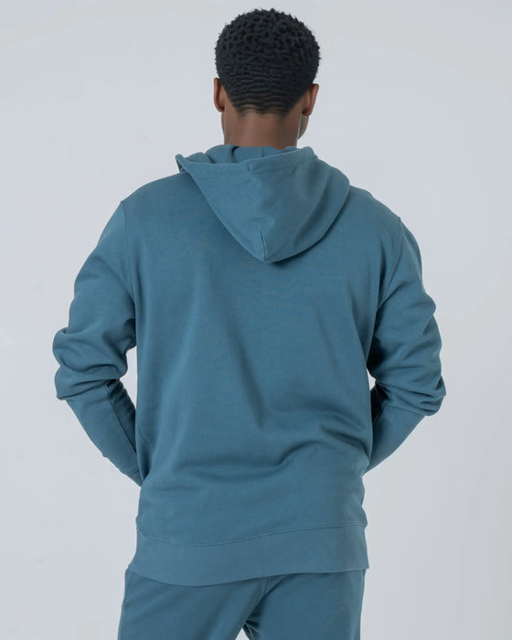 Mens Organic Cotton Relaxed-Fit Zip Hoodie in Aloe Green hewn.