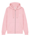 Mens Organic Cotton Relaxed-Fit Zip Hoodie in Cherry Blossom Pink hewn.