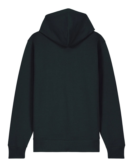 Mens Organic Cotton Relaxed-Fit Zip Hoodie in Jet Black hewn.