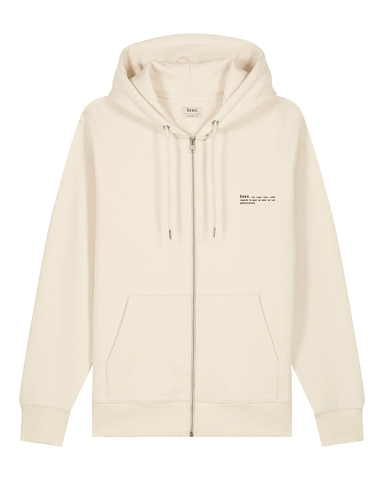 Mens Organic Cotton Relaxed-Fit Zip Hoodie in Natural Cotton hewn.