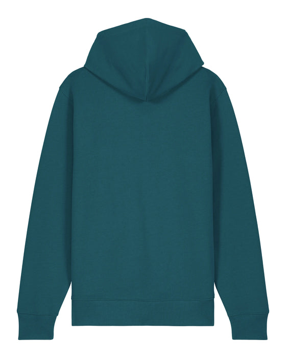 Mens Organic Cotton Relaxed-Fit Zip Hoodie in Ocean Blue hewn.