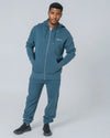 Mens Organic Cotton Relaxed-Fit Zip Hoodie in Ocean Blue hewn.