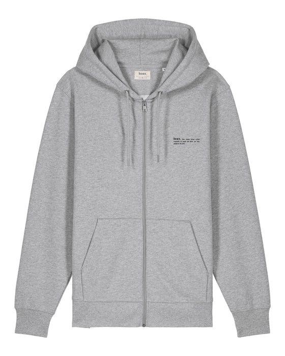 Mens Organic Cotton Relaxed-Fit Zip Hoodie in Rock Grey Marl hewn.