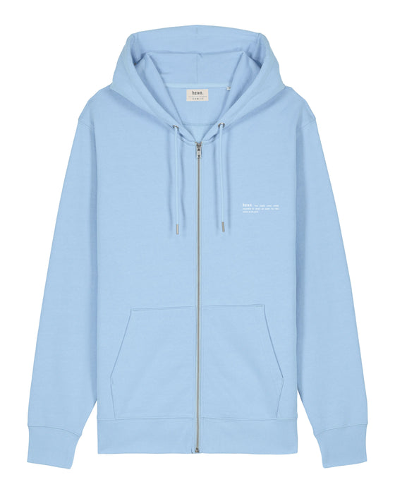 Mens Organic Cotton Relaxed-Fit Zip Hoodie in Sky Blue hewn.