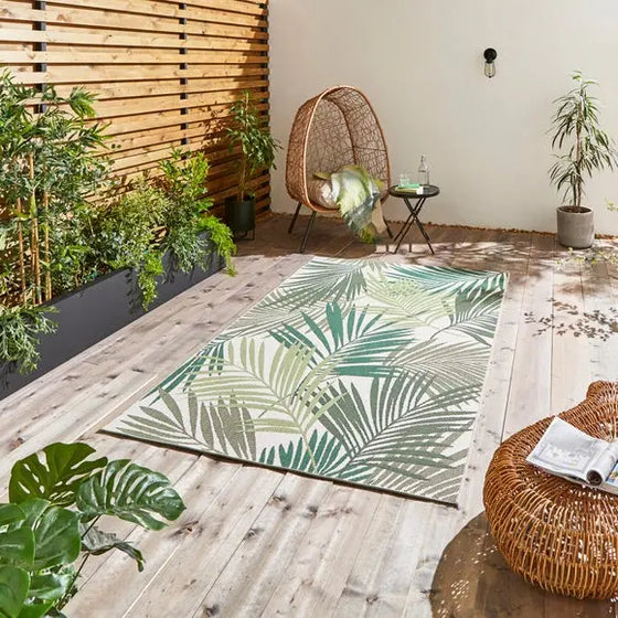 Miami Leaf Print Indoor Outdoor Rug Dunelm