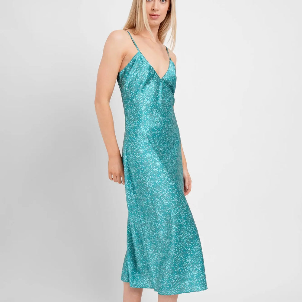 Midi Slip / "Teal Stars" Jessica Russell Flint