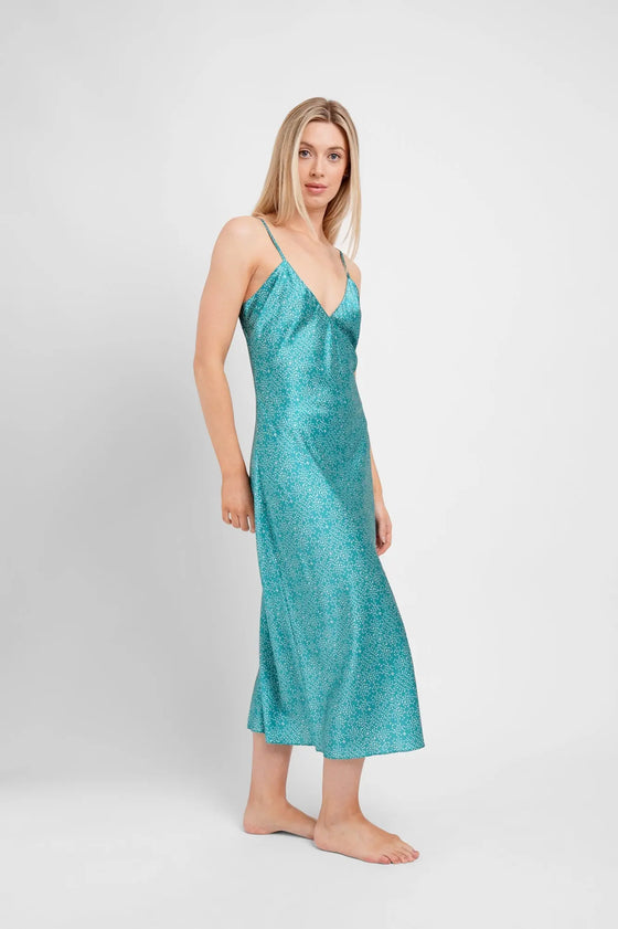 Midi Slip / "Teal Stars" Jessica Russell Flint