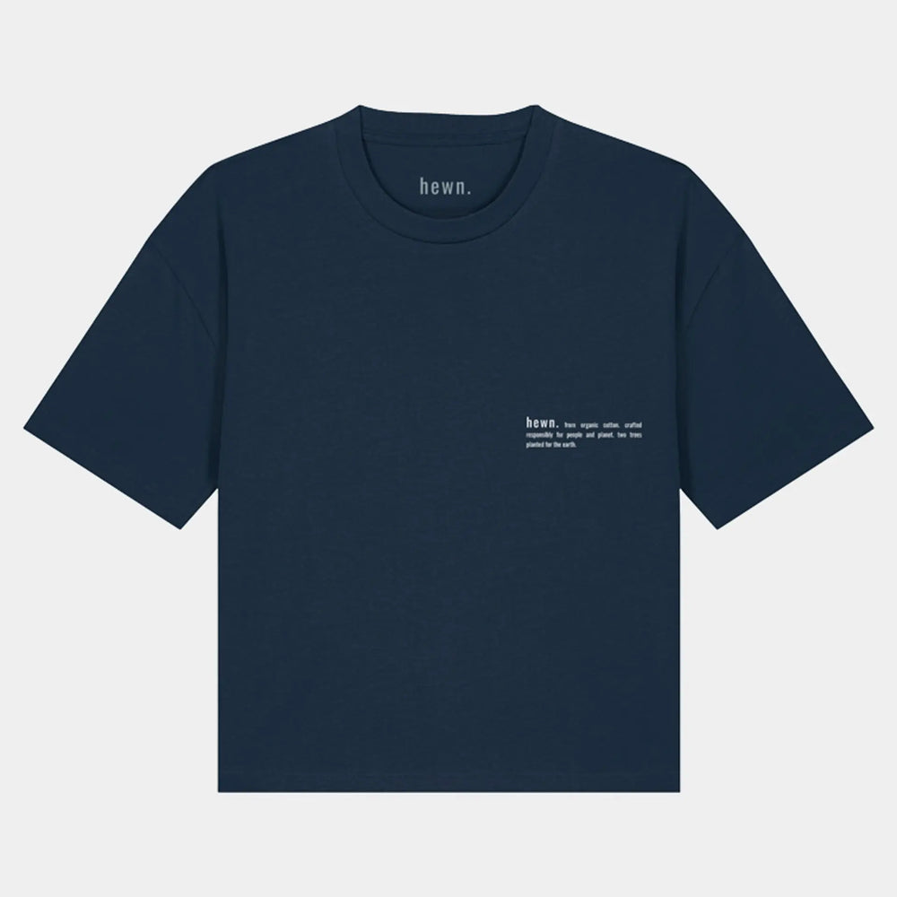 Midnight Navy Blue Women's Organic Cotton Boxy T-Shirt hewn.