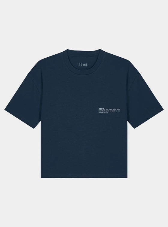 Midnight Navy Blue Women's Organic Cotton Boxy T-Shirt hewn.