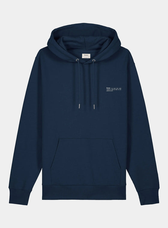 Midnight Navy Mens Organic Cotton Relaxed-Fit Hoodie hewn.