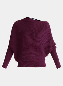  Midnight Plum Draped Knitted Jumper Paisie