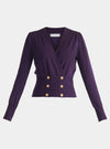 Midnight Plum Long Sleeve Knitted Button Wrap Top Paisie