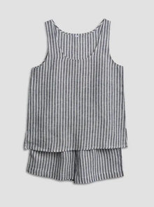  Midnight Stripe Linen Cami Short Set Piglet