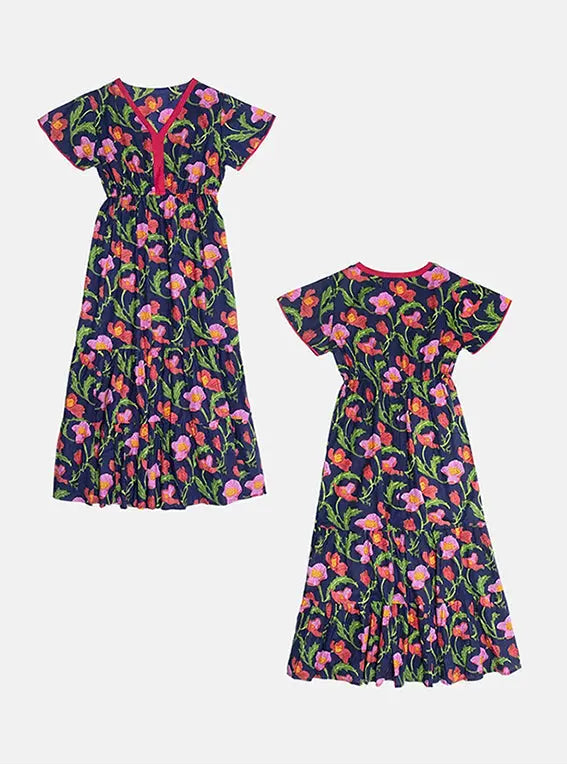 Midnight Sweetpea Floral Cotton Dress inara