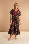 Midnight Sweetpea Floral Cotton Dress inara