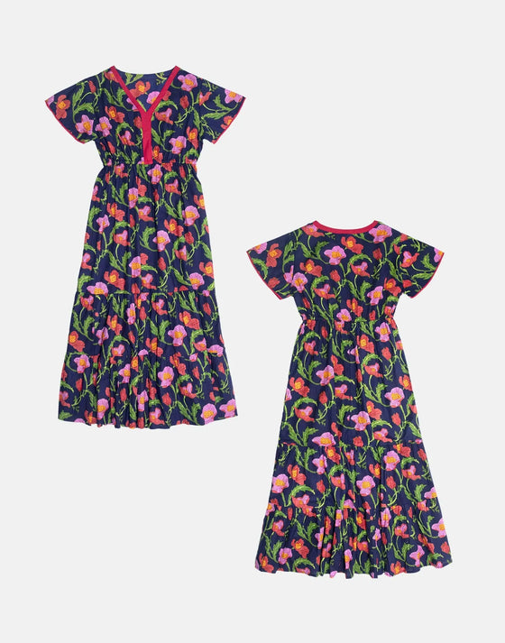 Midnight Sweetpea Floral Cotton Dress inara