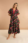 Midnight Sweetpea Floral Cotton Dress inara