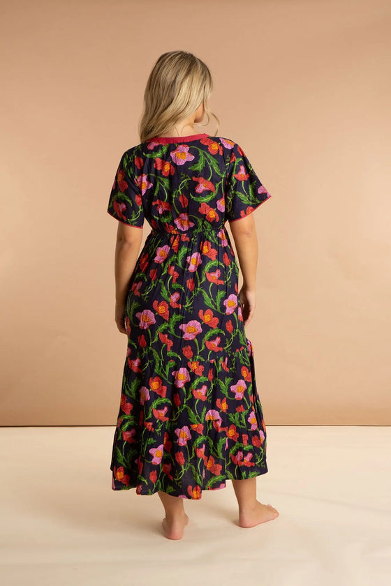 Midnight Sweetpea Floral Cotton Dress inara