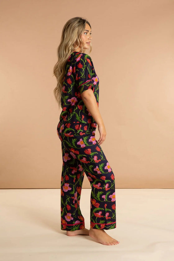 Midnight Sweetpea Women's Floral Cotton Pyjamas inara