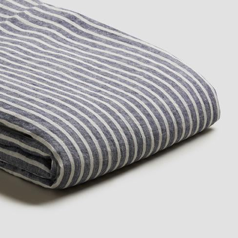 Midnight Stripe Linen Duvet Cover