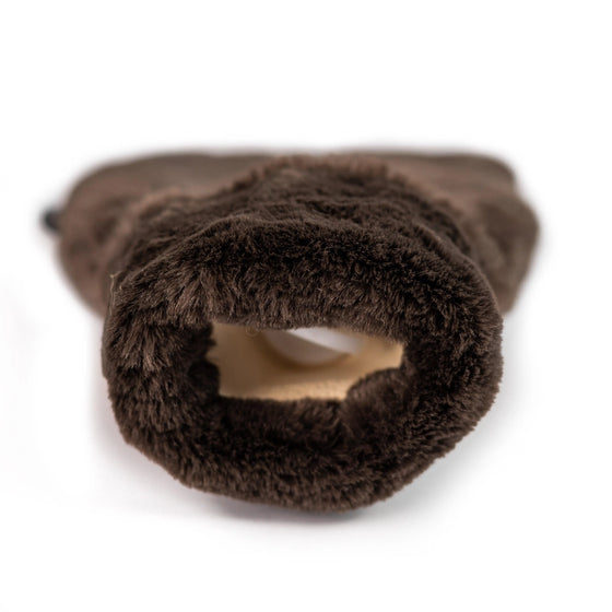 Mini Dark Chocolate Faux Fur Hot Water Bottle CosyPanda