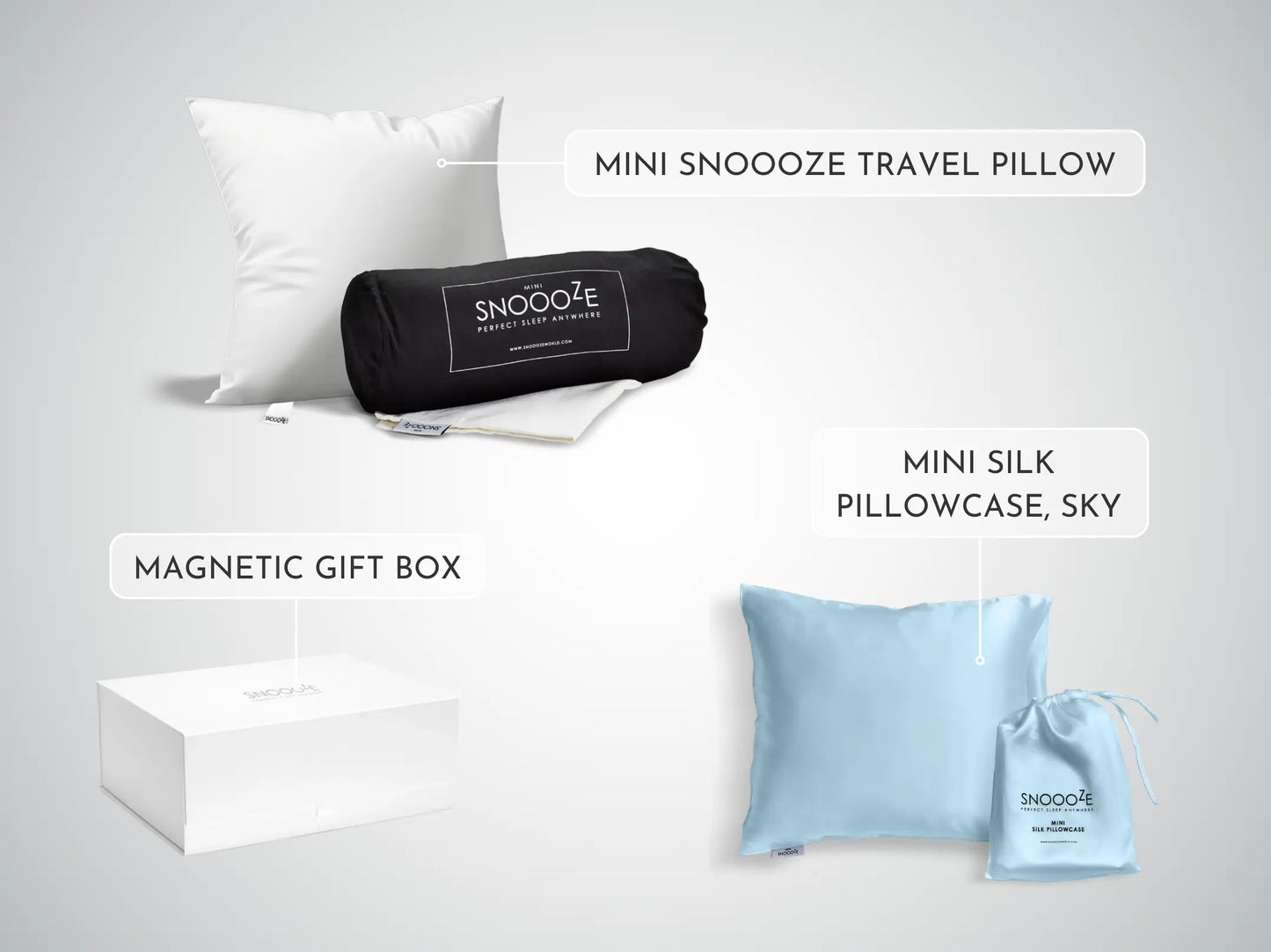 Mini Travel Pillow+Mini Silk Pillowcase+Gift Box Included Bundle, Sky Snooozeworld