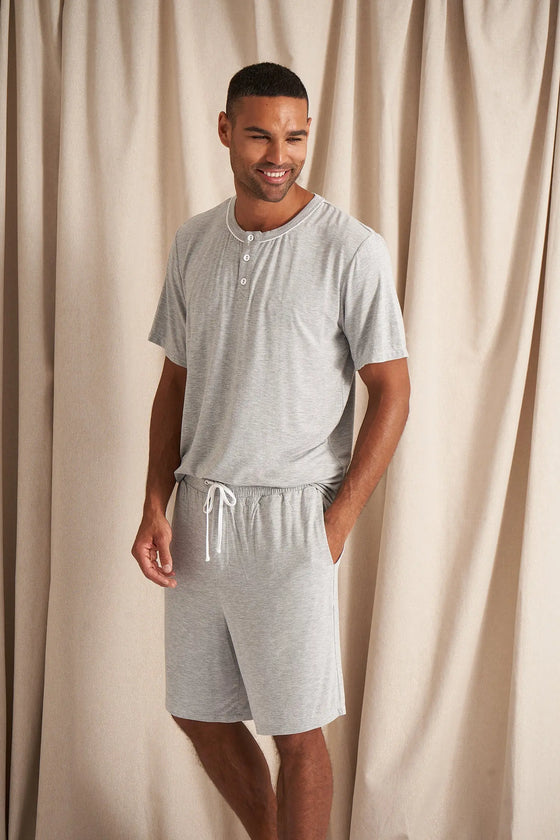 Mister You Bamboo Short Pyjama Set in Grey Marl Pretty You London