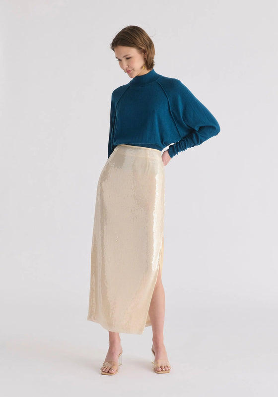 Mock Neck Batwing Jumper With Ruched Cuffs Paisie