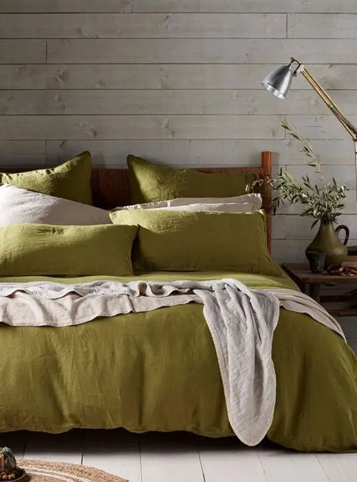 Moss Green 100% Linen Bed Linen The Secret Linen Store