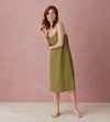 Moss Green Alice 100% Linen Cami Nightie The Secret Linen Store