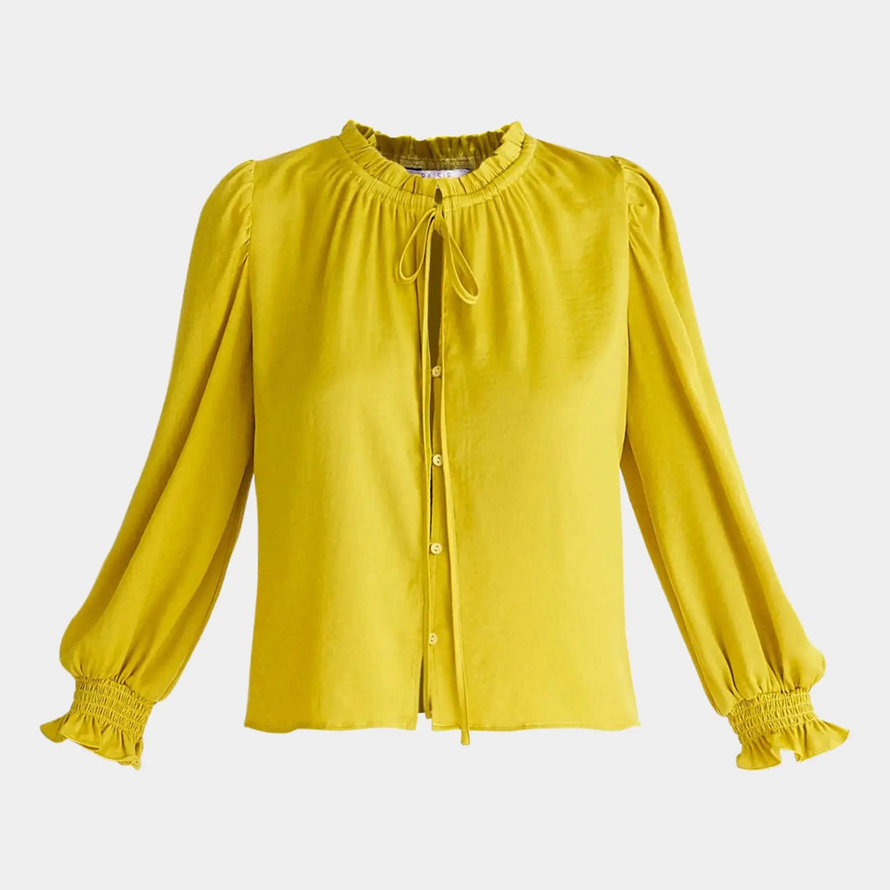 Mustard Yellow Ruched Collar Blouse Paisie