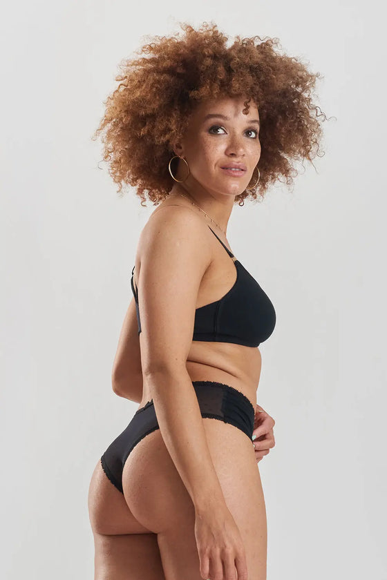 Myrtle Organic Stretch-Cotton Soft Bralette - Volcanic Black Peachaus